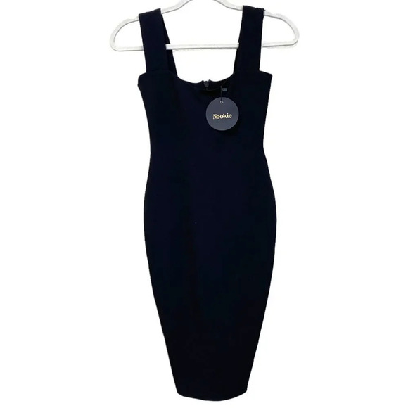 NWT NOOKIE Passion Midi Dress in Black Size XS LBD Party Cocktail Sexy Pinup - Picture 2 of 10